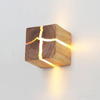 WoodAura Wood & Resin Cube Wall Light