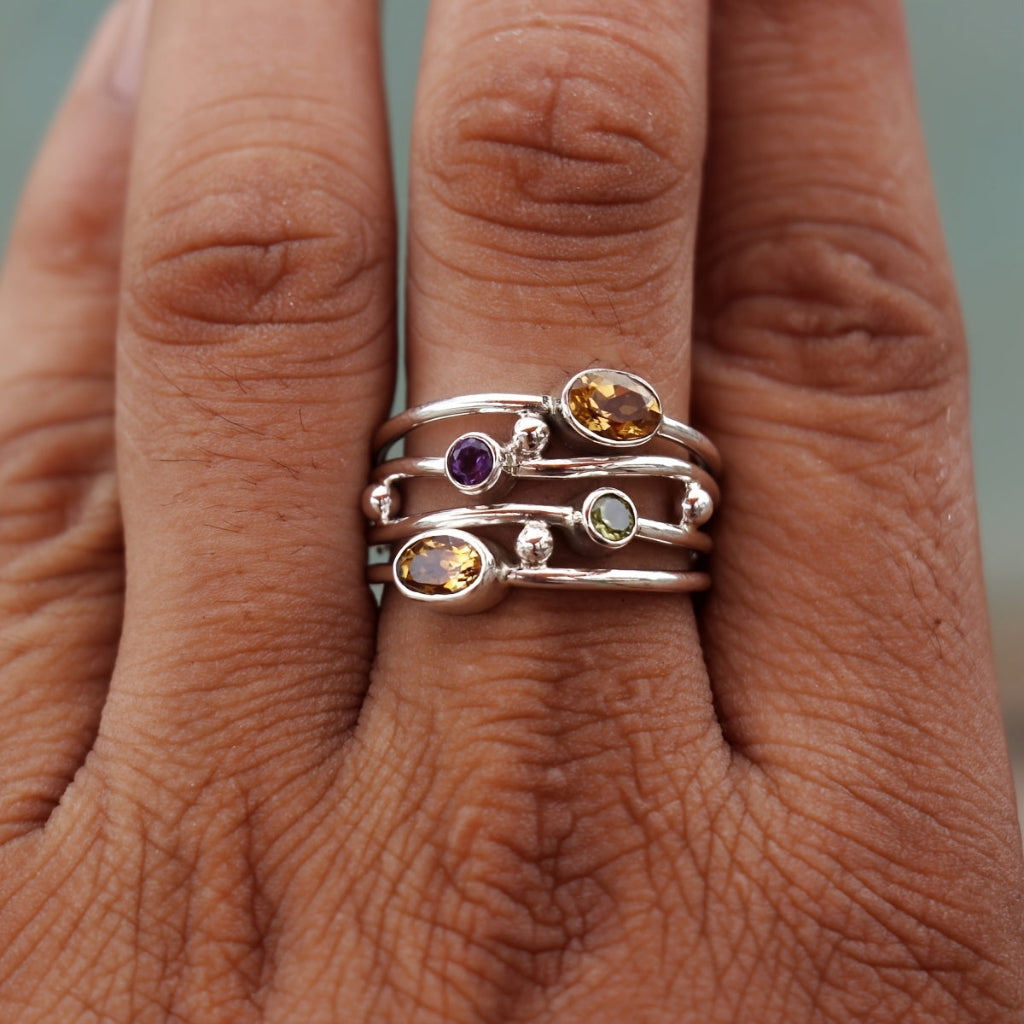 Adjustable Birthstone Wrap Ring