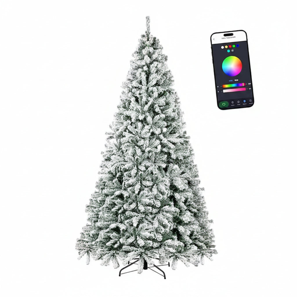Cozy Crest Pre-Lit Artificial Christmas Tree - 7ft & 9ft Fraser Fir or Snow Flocked, Built-In Lights, Easy Assembly