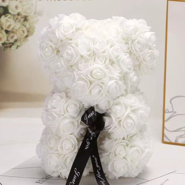 White foam rose bear