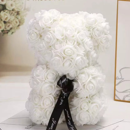 White foam rose bear