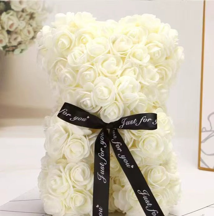 Cream foam rose bear