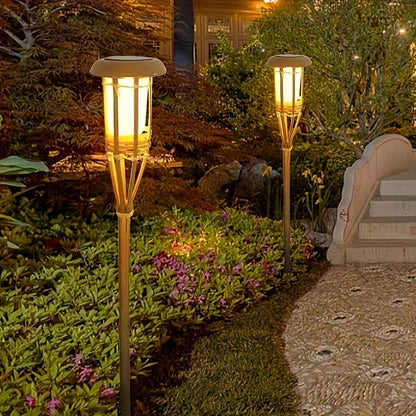 Solar Bamboo Flame Garden Lanterns (2-Pack)