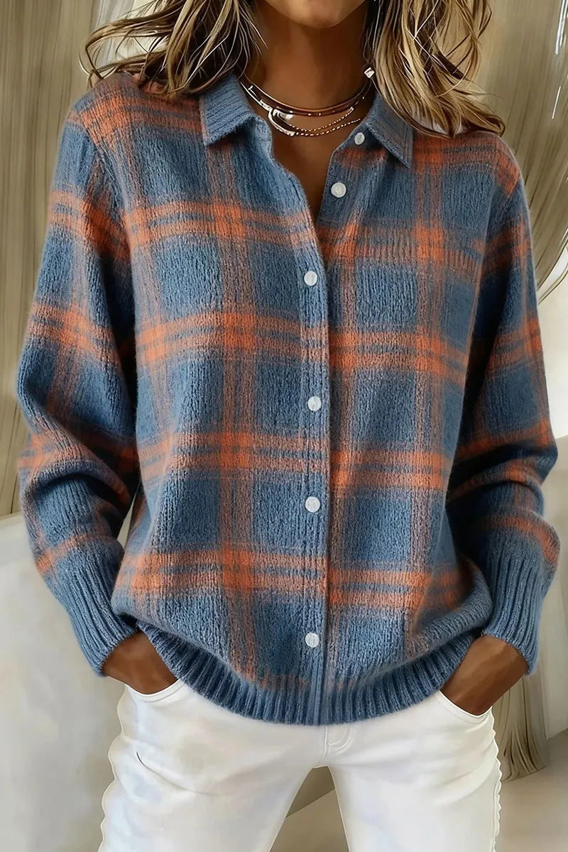 Oversized button-front cardigan in blue