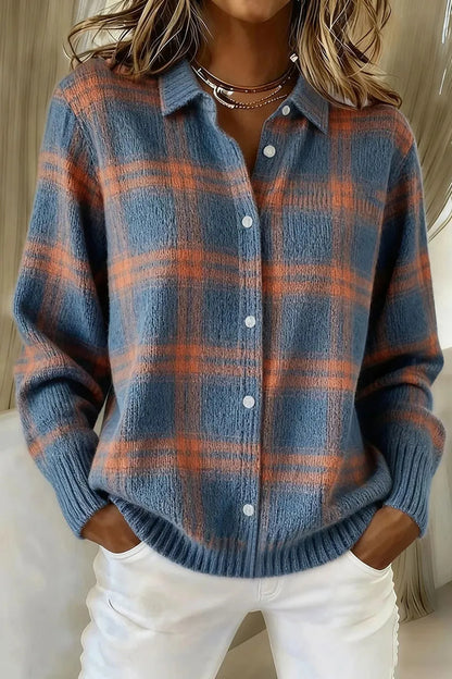 Oversized button-front cardigan in blue