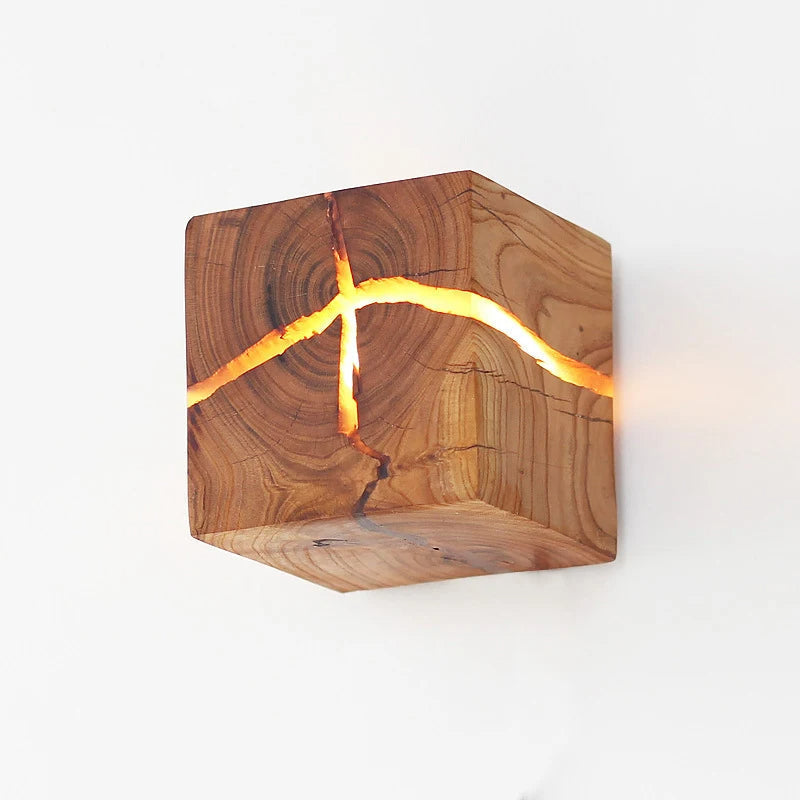 WoodAura Wood & Resin Cube Wall Light