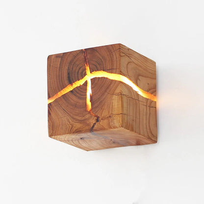 WoodAura Wood & Resin Cube Wall Light