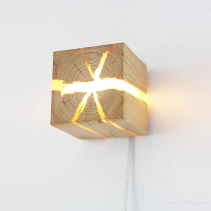 WoodAura Wood & Resin Cube Wall Light