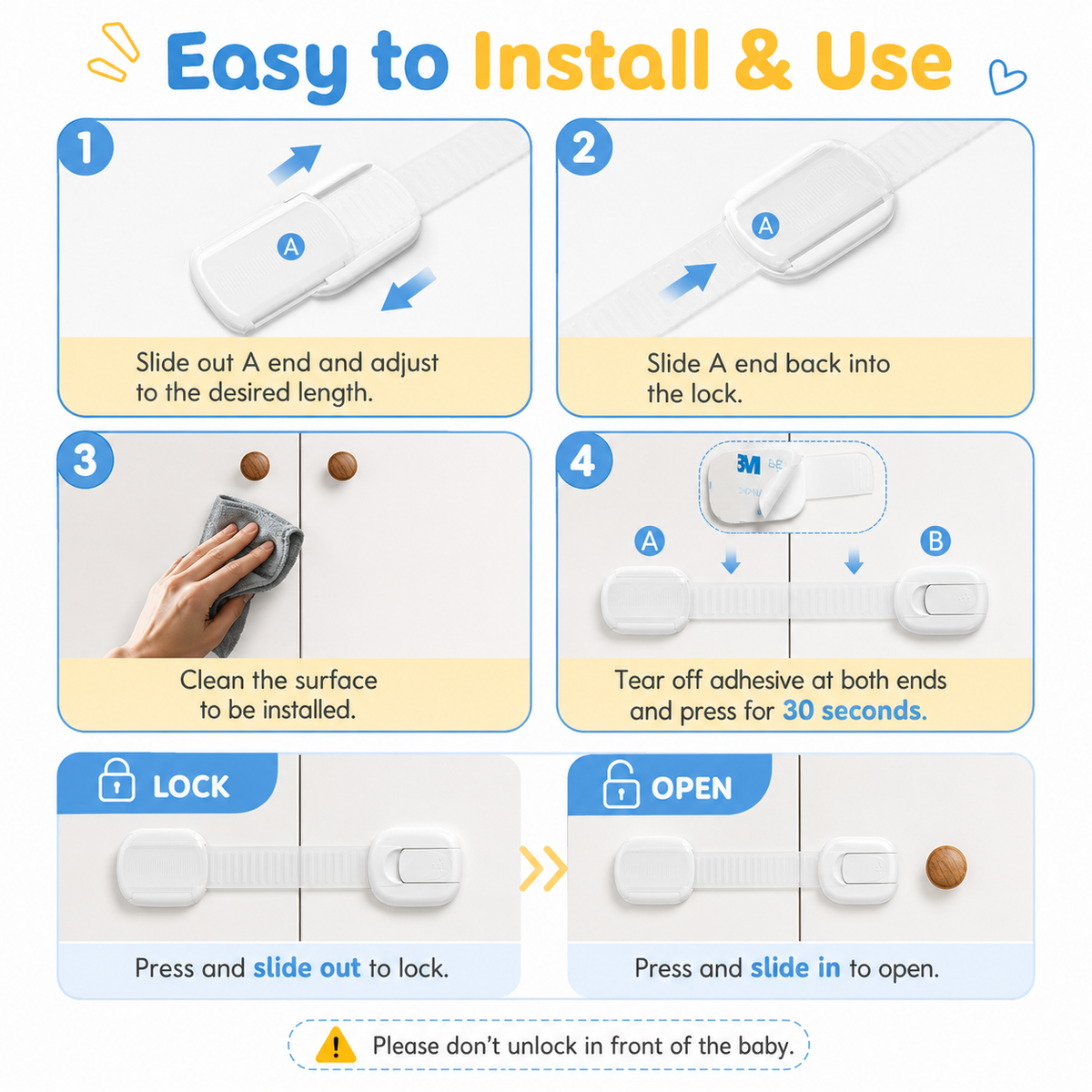 Baby Proof Adhesive Cabinet Locks