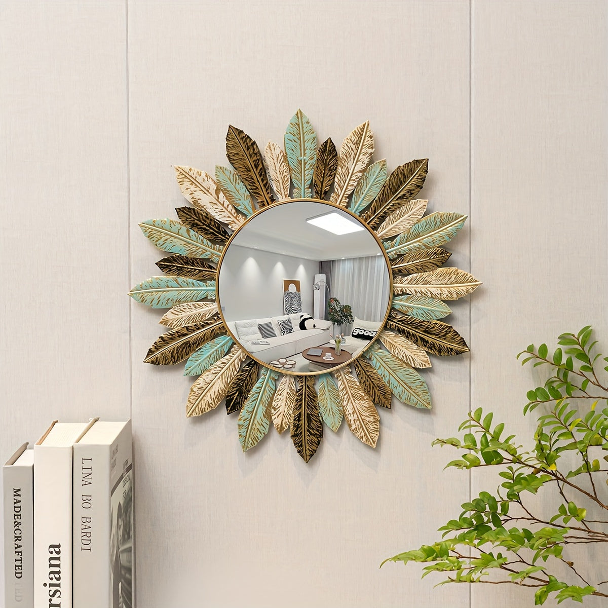 Sunburst Teal and Gold Mirror