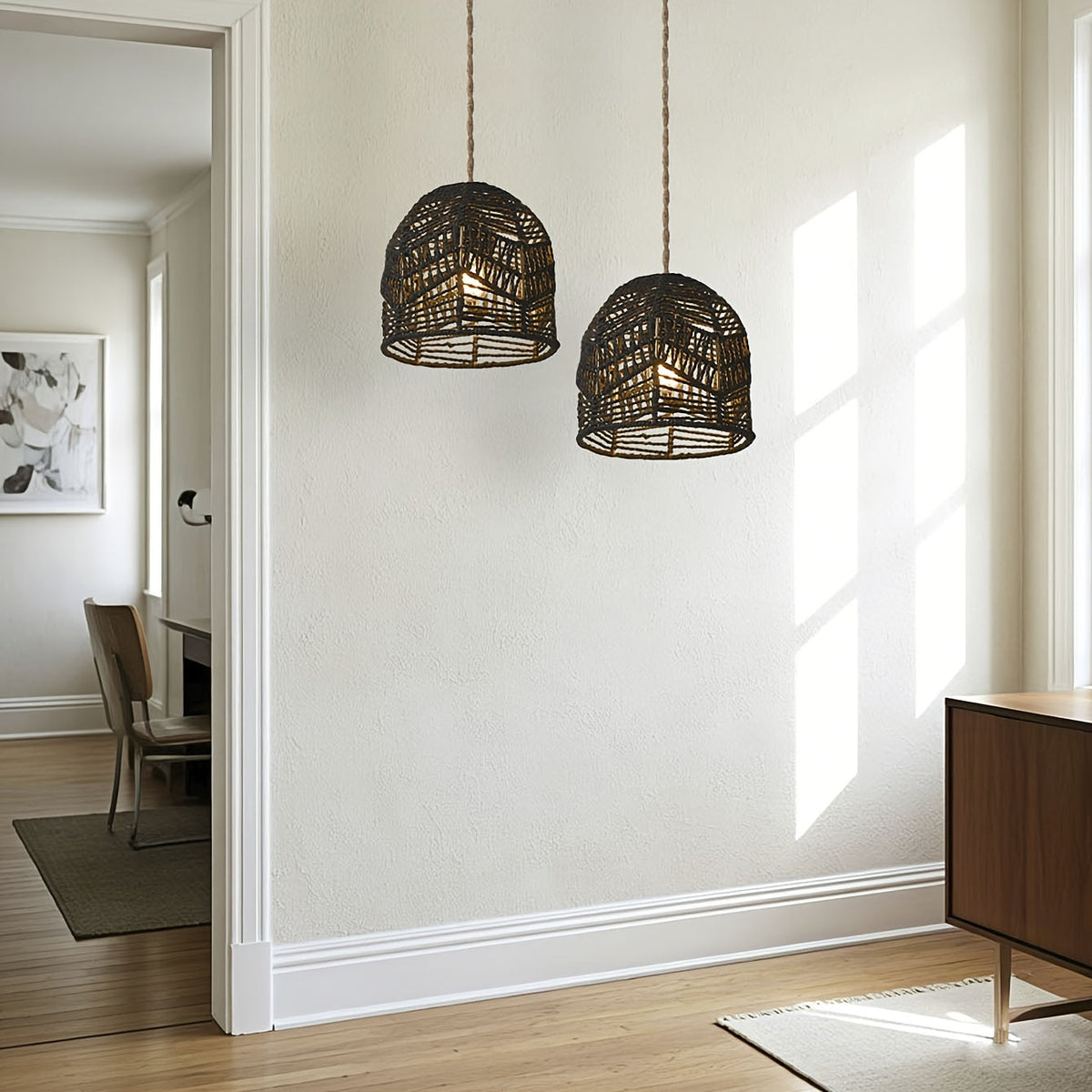 Handwoven Rope Farmhouse Pendant Shade