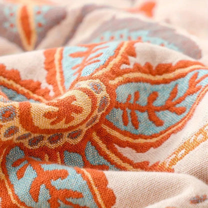 Fringed Floral Boho Throw