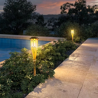 Solar Bamboo Flame Garden Lanterns (2-Pack)