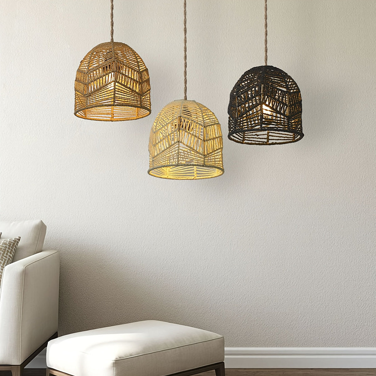 Handwoven Rope Farmhouse Pendant Shade