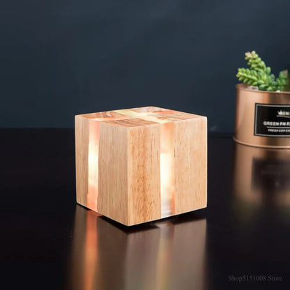WoodAura Wood & Resin Cube Wall Light