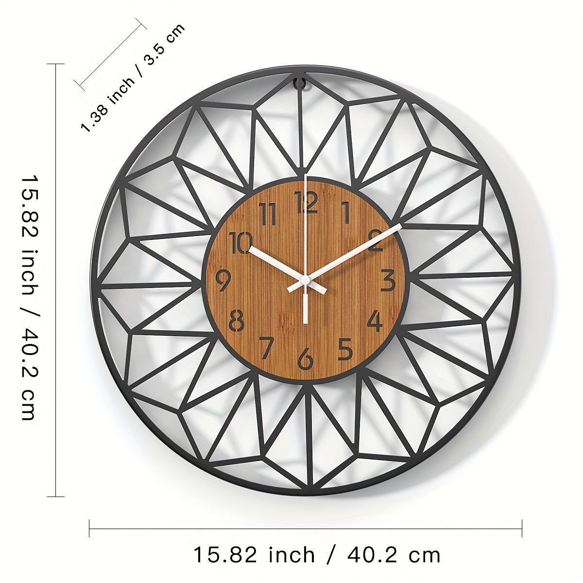 Metal Wall Clock with Wood Grain Center