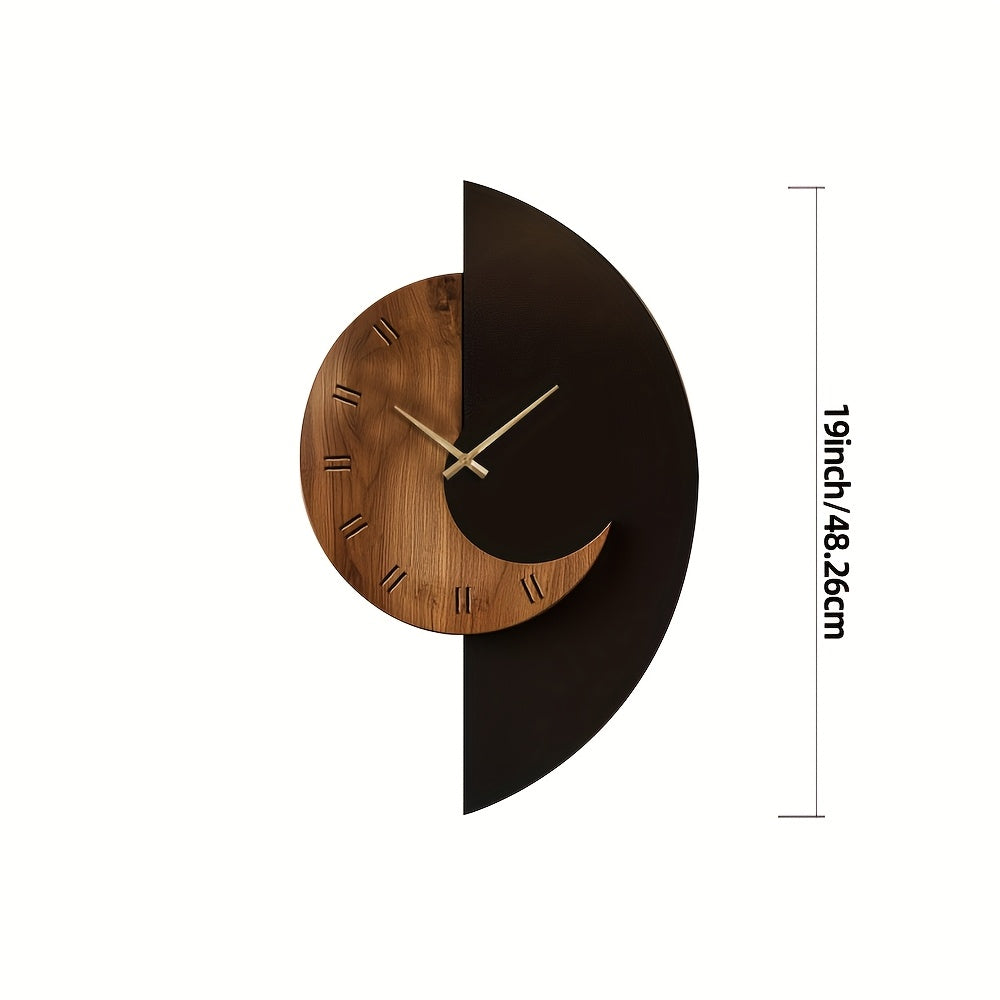 Half-Moon Wooden Silent Wall Clock
