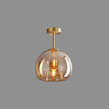 Vintage Amber Bubble Glass Pendant Light