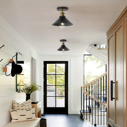 Industrial Black Semi-Flush Ceiling Light