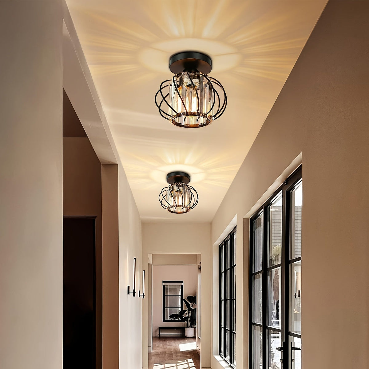 Industrial Cage Semi-Flush Ceiling Light