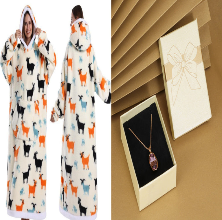 Fleece wearable blanket hoodie, antelope set print