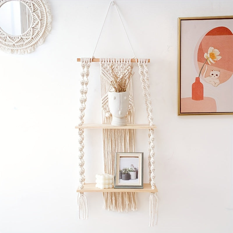 2-Tier Macrame Wall Shelf