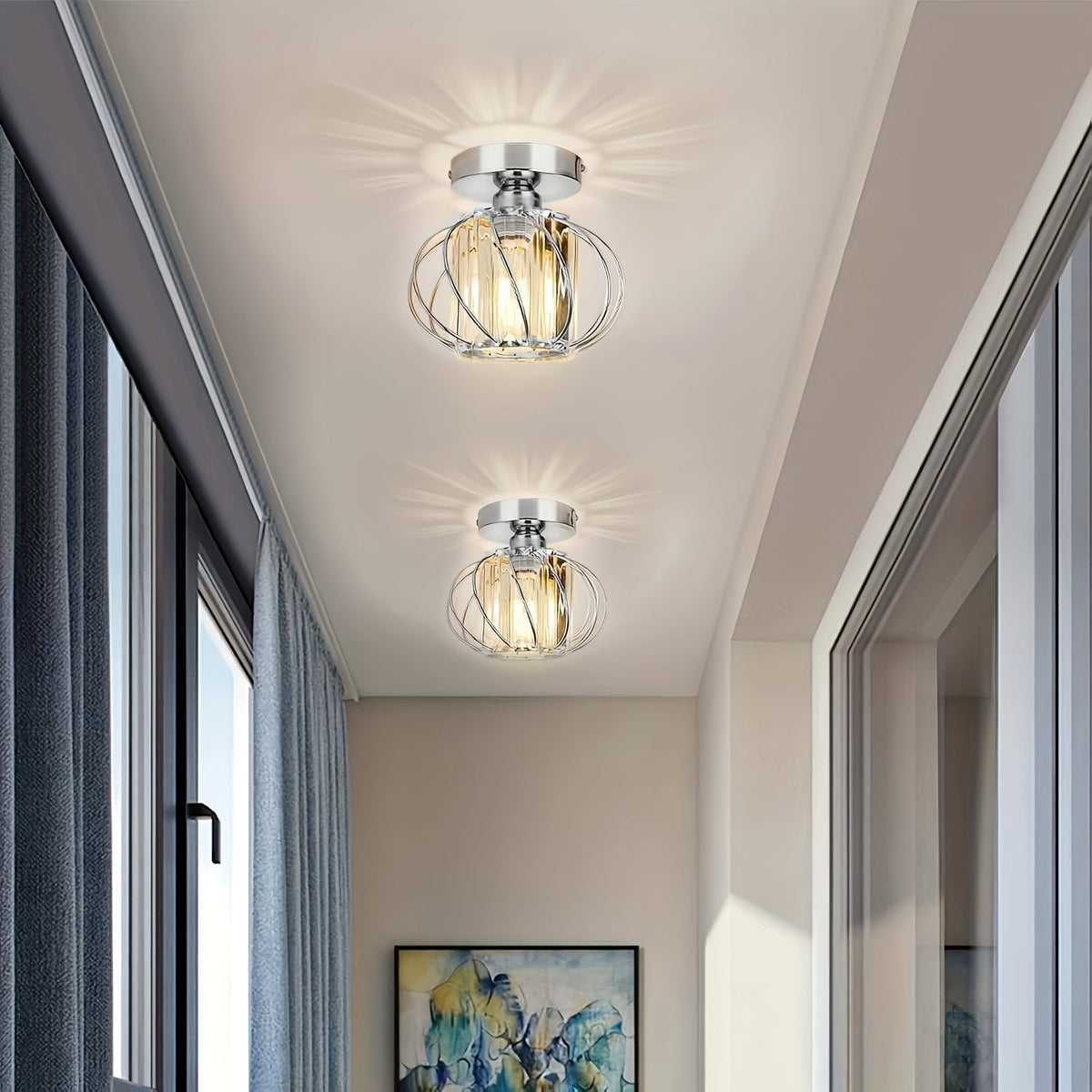 Industrial Cage Semi-Flush Ceiling Light