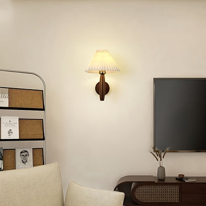 Nordic Wooden Pleated Shade Wall Sconce