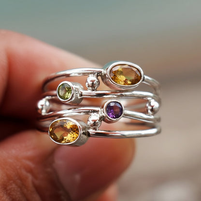 Adjustable Birthstone Wrap Ring