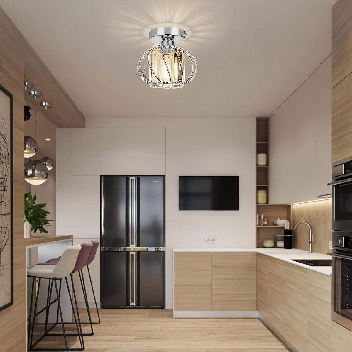 Industrial Cage Semi-Flush Ceiling Light
