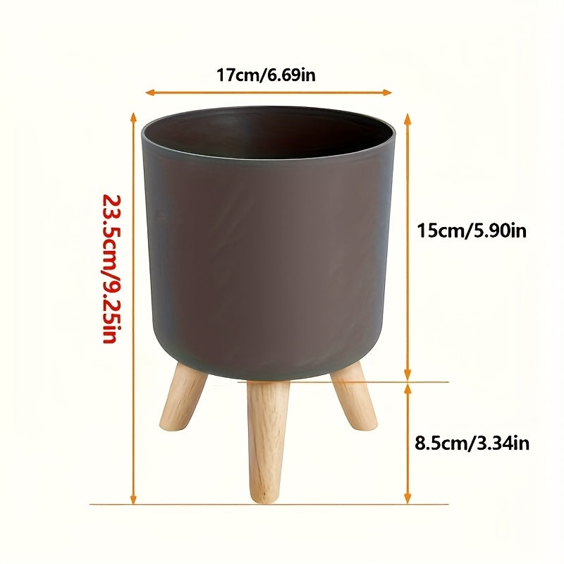 Round Planter with Wooden Legs