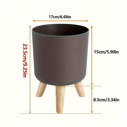 Round Planter with Wooden Legs