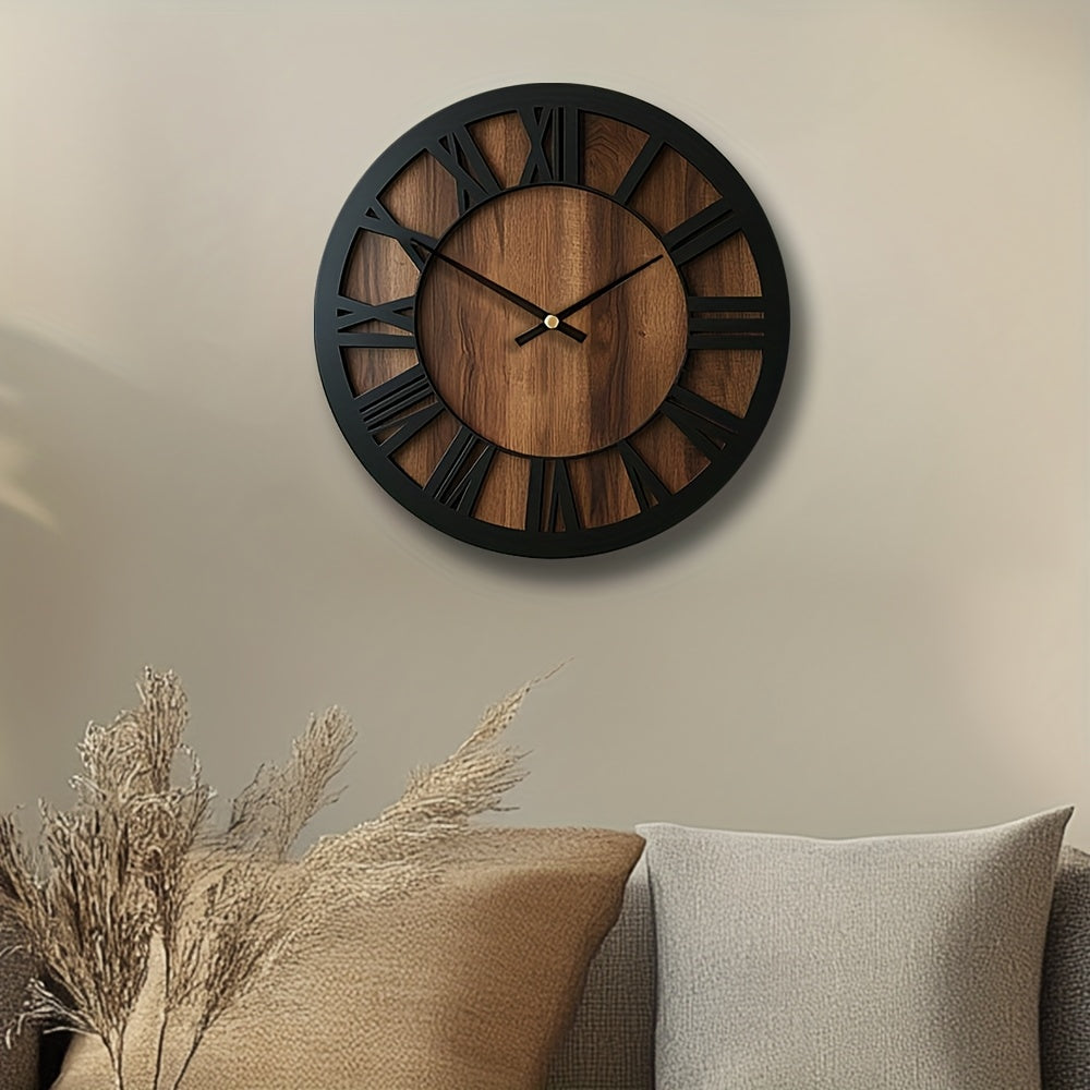 Vintage Roman Numeral Wooden Wall Clock