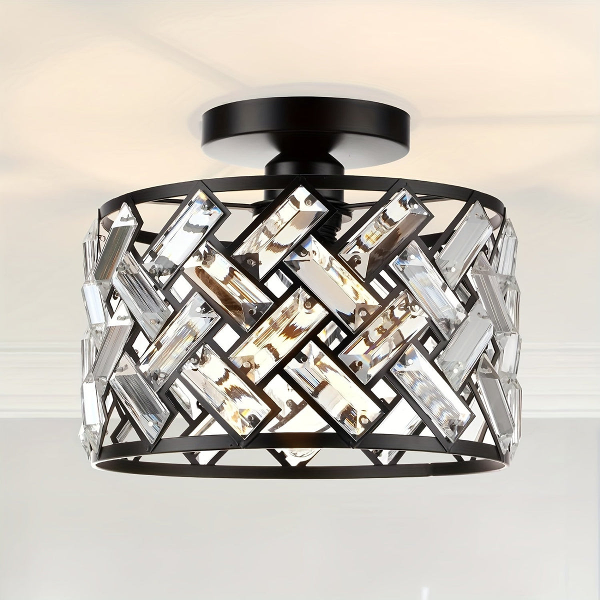 Modern Crystal Semi-Flush Ceiling Light