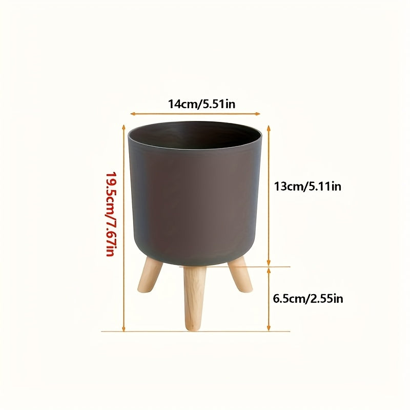 Round Planter with Wooden Legs