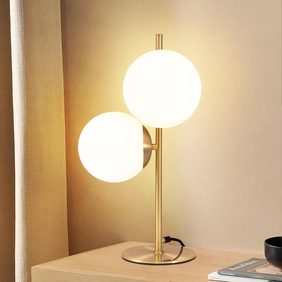 Golden Glass Globe Table Lamp
