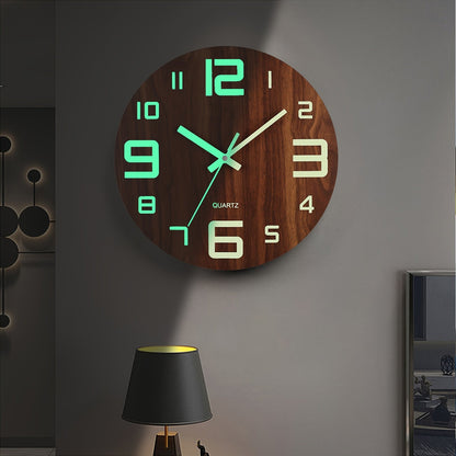 Walnut Luminous Silent Wall Clock