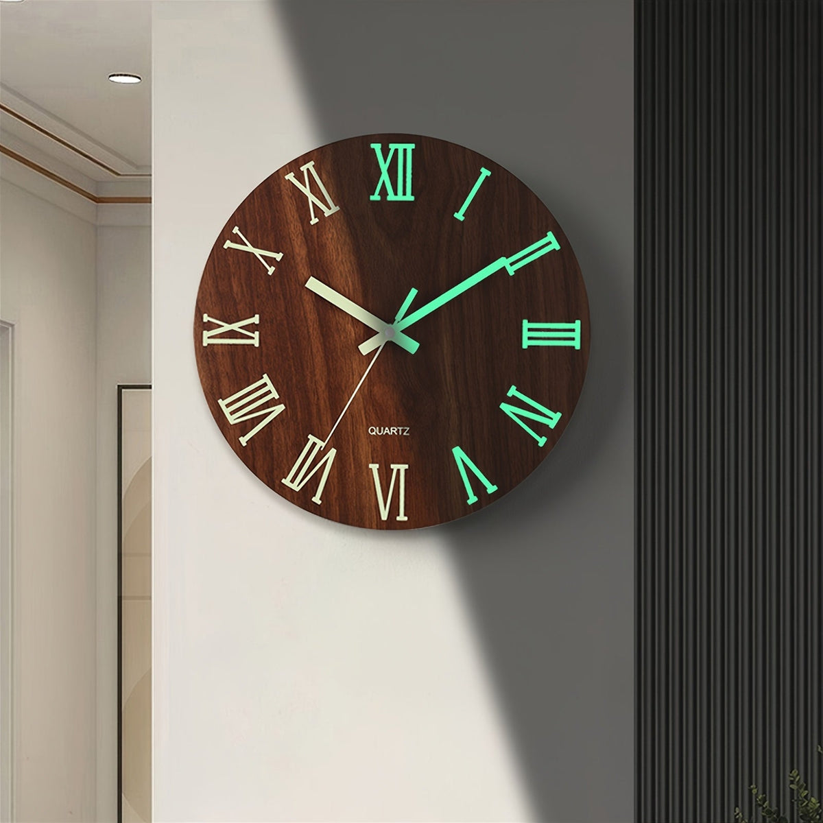 Walnut Luminous Silent Wall Clock
