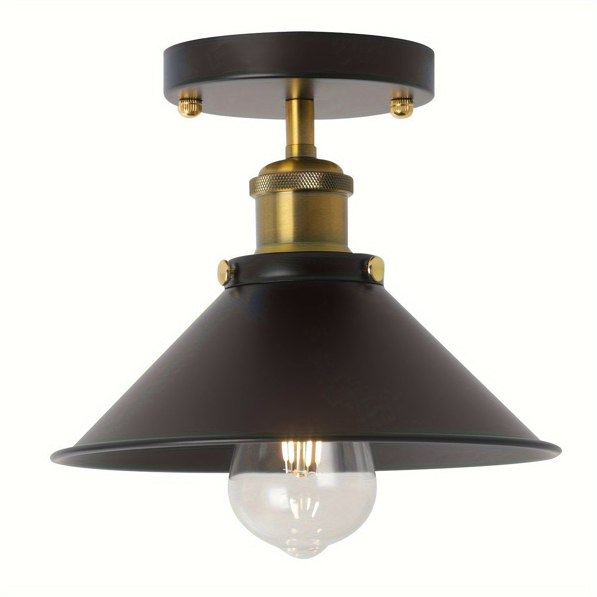 Industrial Black Semi-Flush Ceiling Light