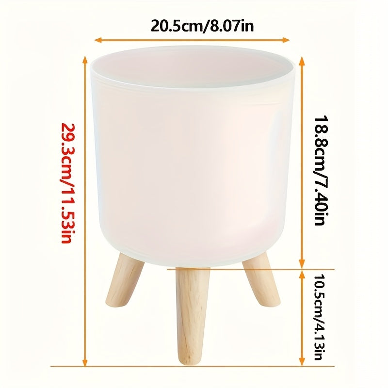 Round Planter with Wooden Legs