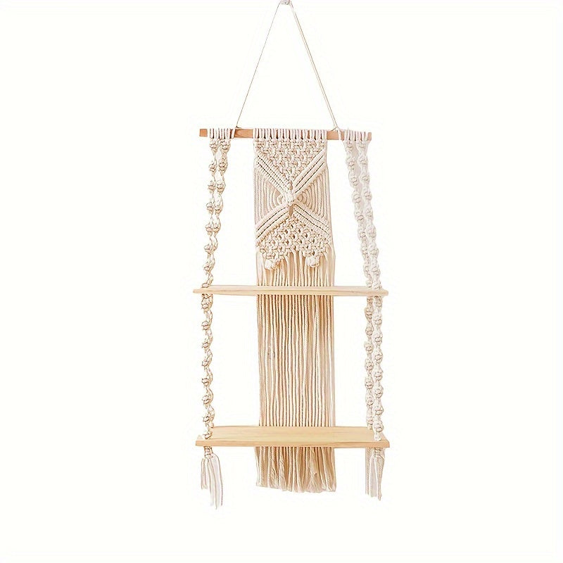 2-Tier Macrame Wall Shelf