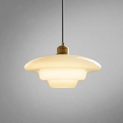 White Glass Mid-Century Pendant