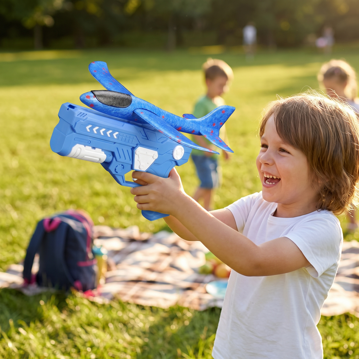 Airplane Launcher Toy Kids Outdoor Foam Glider