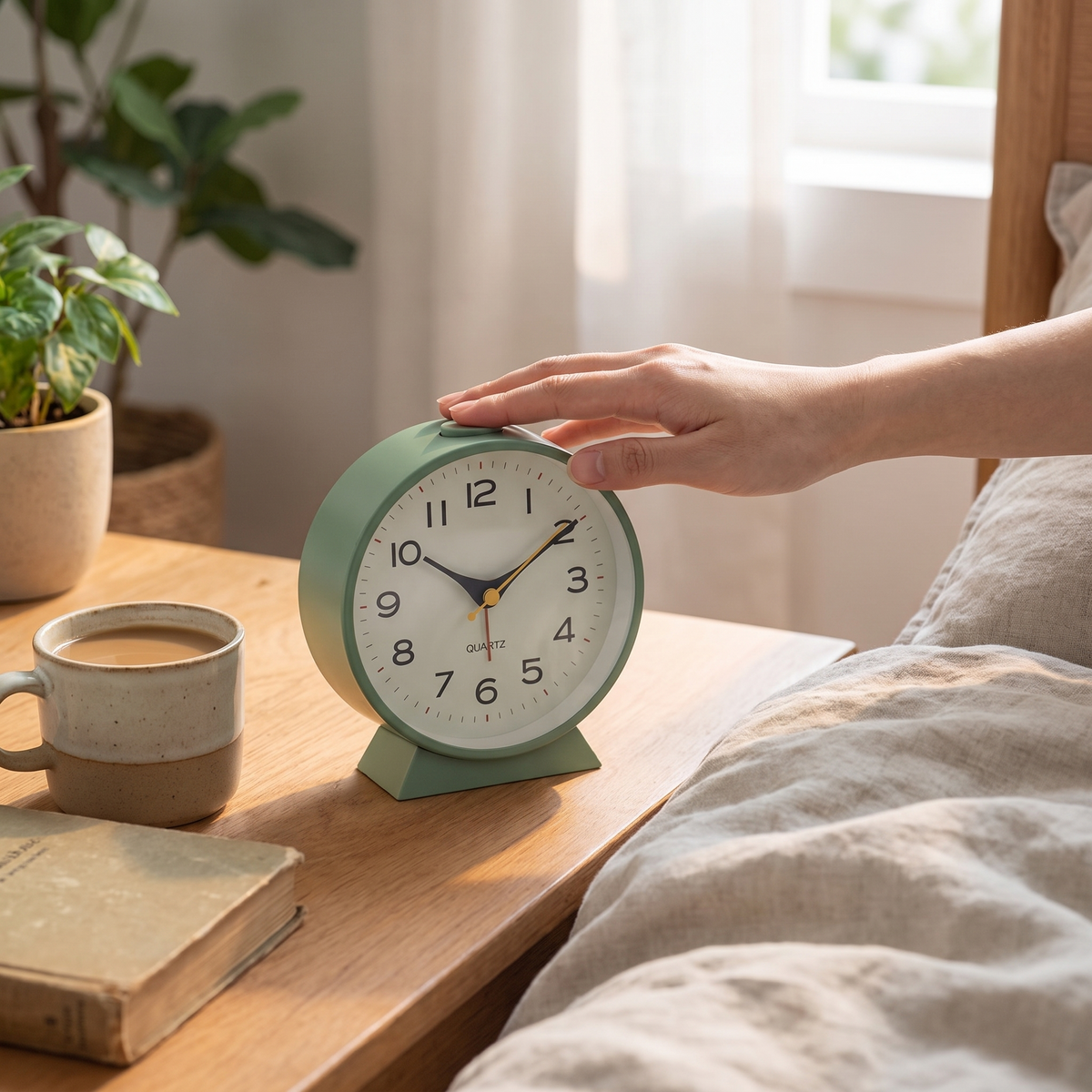 Alarm Clock Silent Quartz Vintage Table Clock