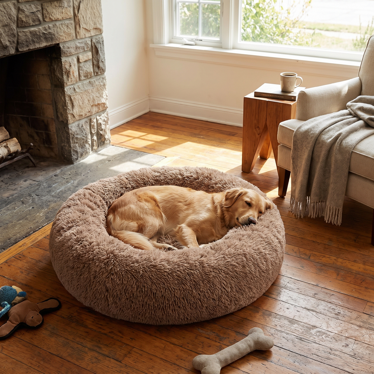 Anxiety Relieving Plush Dog Bed