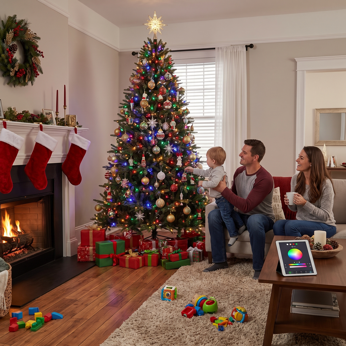 Artificial Christmas Tree Predecorated with Lights