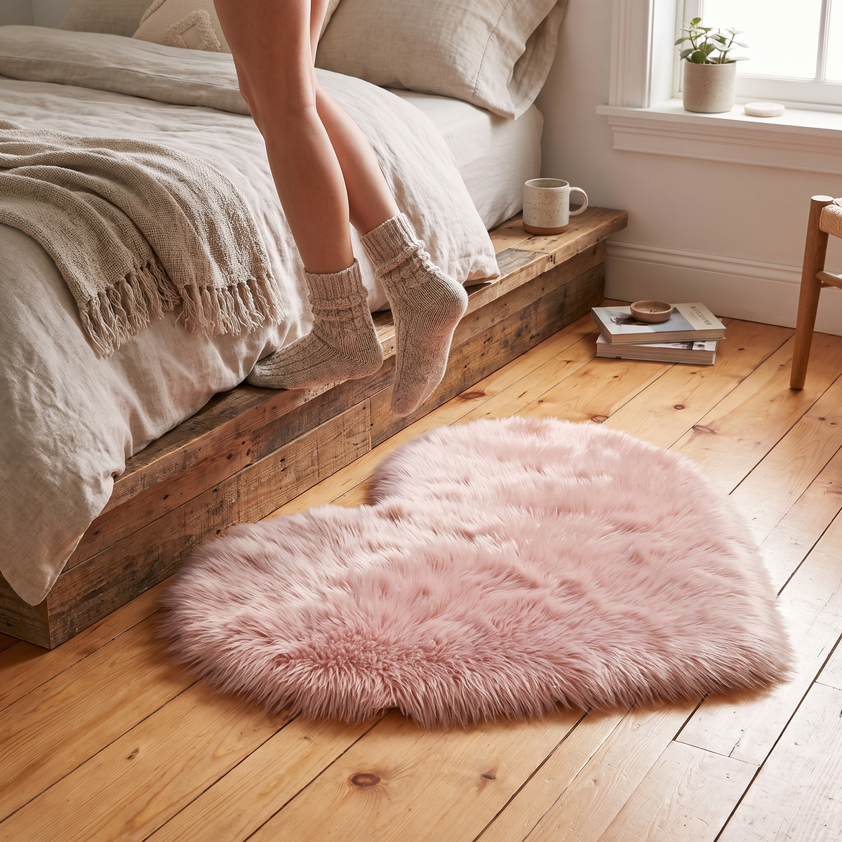 Area Rug Heart Shaped Plush Indoor Floor Mat