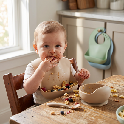Baby Bib Silicone Adjustable Waterproof Feeding Bib