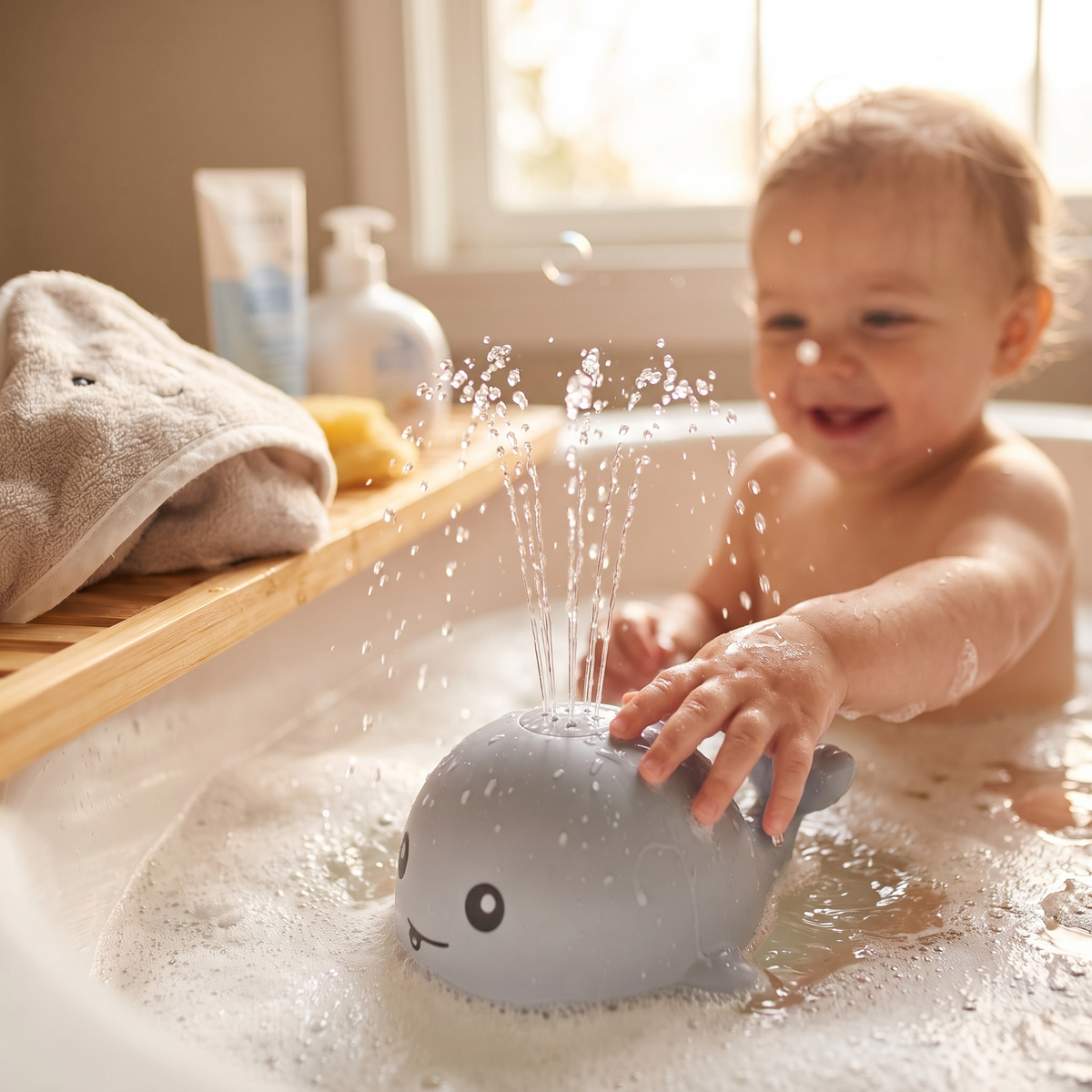 Bath Toy Automatic Water Sprinkler Whale Spinner
