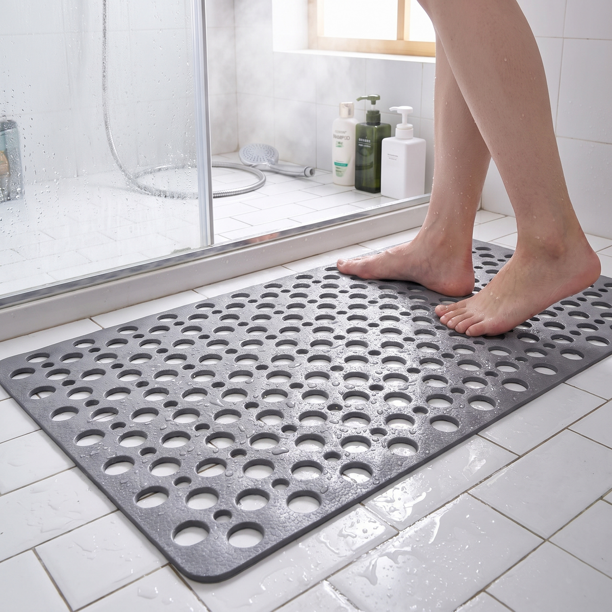 Bath Mat Shower Suction Cup Drain Design